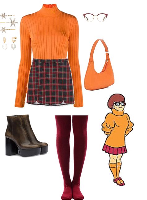 Velma Inspired Outfit, Velma Outfit, Velma Halloween Costume, 2021 Halloween Costumes, Halloween Fashion Outfits, Velma Costume, Best Diy Halloween Costumes, Velma Scooby Doo, ماثيو ماكونهي