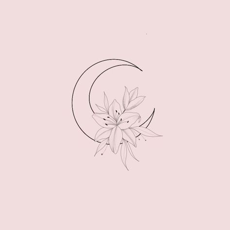 Moon Tattoo, The Moon, Tattoo Ideas, Moon, Tattoos, Flowers, Pink