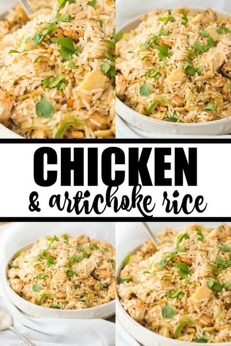 Chicken & Artichoke Rice - An easy meal your family will love! Rice And Artichoke Hearts, Artichoke Dishes, Artichoke Rice, Chicken And Artichoke, Bbq Grilled Chicken Recipes, Chicken Artichoke, Baked Chicken Recipes Healthy, Simply Stacie, Spinach Artichoke Chicken