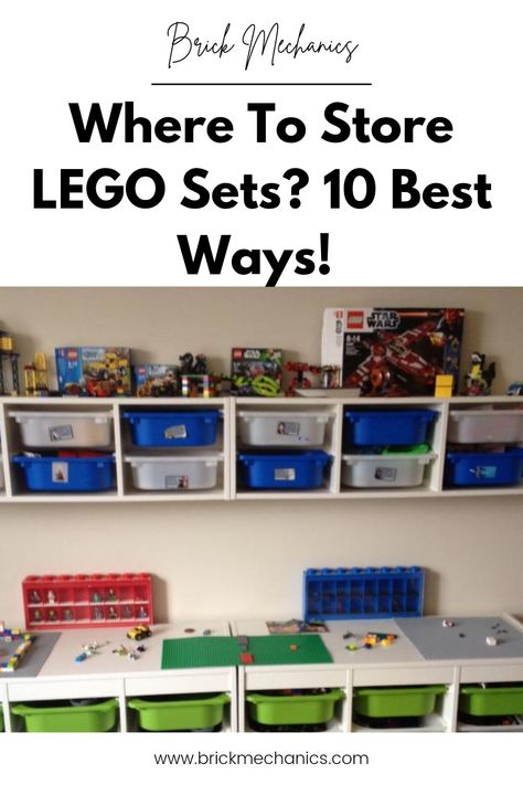 Ways To Store Legos, Storing Lego Sets, Organizing Lego Sets, How To Store Lego Sets, Lego Storage Ideas Display, Colour Coded Lego Storage, Store Lego Sets, Lego Storage Solutions, Lego Storage Boxes