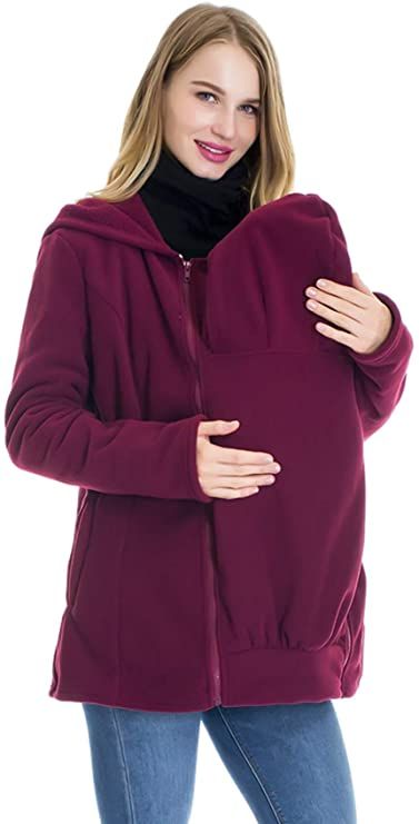 Women's Fleece Zip Up Maternity Baby Carrier Hoodie Sweatshirt Jacket Baby Carrier Jacket, Maternity Nursing Clothes, Maternity Jacket, Nursing Hoodie, Stylish Maternity Outfits, Maternity Coat, Nursing Clothes, Pregnancy Outfits, Womens Fleece