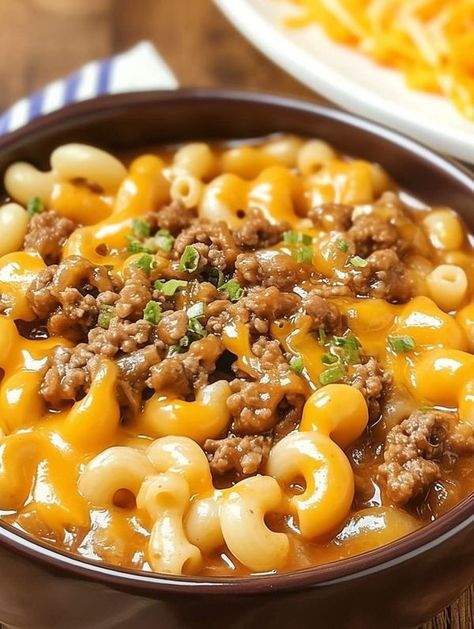 Crockpot Recipes Lover | One-Pot Macaroni Cheeseburger Soup – NO VELVEETA | Facebook Chilli Recipe Crockpot Beef, One Pot Macaroni Cheeseburger Soup, Crockpot Cheeseburger Macaroni, Macaroni Cheeseburger Soup, Cheeseburger Macaroni Soup, Chilli Recipe Crockpot, Hamburger Macaroni, Cheeseburger Soup Crockpot, Velveeta Recipes