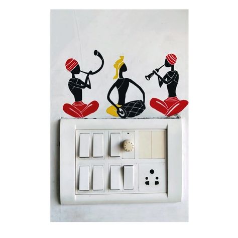 Swichbord Drawing, Music Wall Painting, Switchboard Art Design, Switch Board Painting Wall Art, Warli Arts, Switch Board Art Ideas, Penting Art, Switchboard Painting, Switch Board Painting