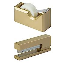 Acrylic Office Supplies, Gold Office Desk, Gold Office Accessories, Gold Desk Accessories, Office Desk Set, Tape Dispensers, Colorful Desk, Gold Office, Staplers