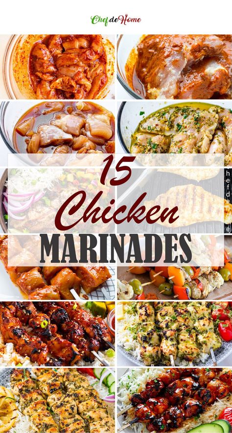 Each recipe in following collection has a unique and delicious Chicken Marinade recipe. I have also included (and highlighted) my top favorite Mediterranean, Asian, Mexican and Indian marinades. Plus sharing tips to make juicy marinated grilled chicken every time. #grilledchicken #grilledchickenrecipes #chickenmarinades #marinatedchicken #bbqchickenrecipe #grilledchickenideas #chickendinner #barbecuechicken #marinades #marinaderecipes Grilled Chicken Marinades, Marinated Chicken Breast Recipes, Grilled Chicken Breast Marinade, Delicious Chicken Marinade, Quick Chicken Marinade, Grilled Chicken Marinade Recipes, Chicken Breast Marinade Recipes, Bbq Chicken Marinade, Chicken Breast Marinade