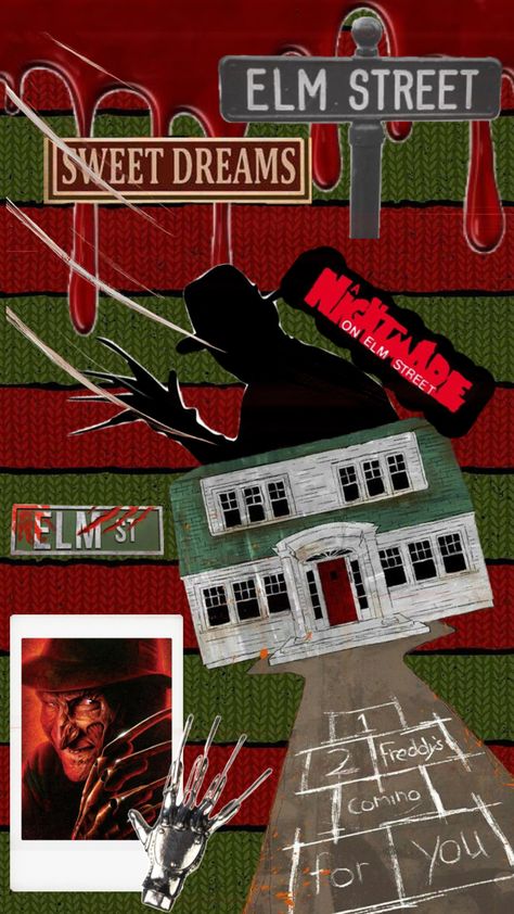 nightmare on elm street #freddiekruger Nightmare On Elm Street Wallpaper, Elm Street Aesthetic, Nightmare On Elm Street Aesthetic, Nightmare On Elm Street Party, Nightmare Elm Street, Nightmare In Elm Street Poster, Freddy Krueger Nightmare On Elm Street, Horror Wallpaper, Street Aesthetic