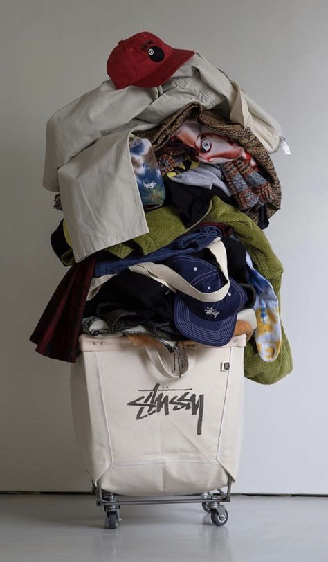 Stussy Clothing, Pile Of Clothes, Closet Sale, Fashion Landscape, Brand Shoot, Product Shoot, Clothing Photography, Laundry Day, Photoshoot Concept