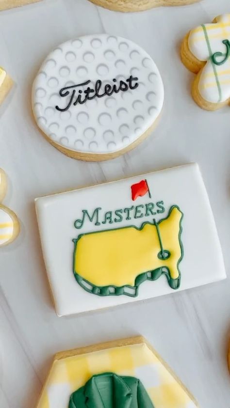 sugarberrycookieshoppe on Instagram: All my golf knowledge comes from Happy Gilmore , TMZ reports on Tiger Woods, and golf cookies ⛳️ How about you? Team Happy Gilmore or… Masters Cookies, Masters Jacket, Golf Cookies, Happy Gilmore, S Cake, Brownie Bar, Tiger Woods, Cookie Designs, An Email