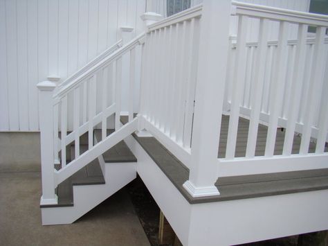 Stair Fascia - Decks & Fencing - Contractor Talk Trex Deck Stairs, Trex Fascia, Deck Fascia, Back Porch Designs, Deck Layout, Deck Building, Treads And Risers, Deck Construction, Deck Stairs