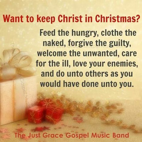 Want to keep Christ in Christmas? Feed the hungry, clothe the naked, forgive the guilty, welcome the unwanted, care for the ill, love your enemies, and do unto others as you would have done unto you. Hungry Quotes, Keep Christ In Christmas, Enemies Quotes, Christ In Christmas, Christmas Everyday, Christmas Vases, Do Unto Others, Christmas Message, Love Your Enemies