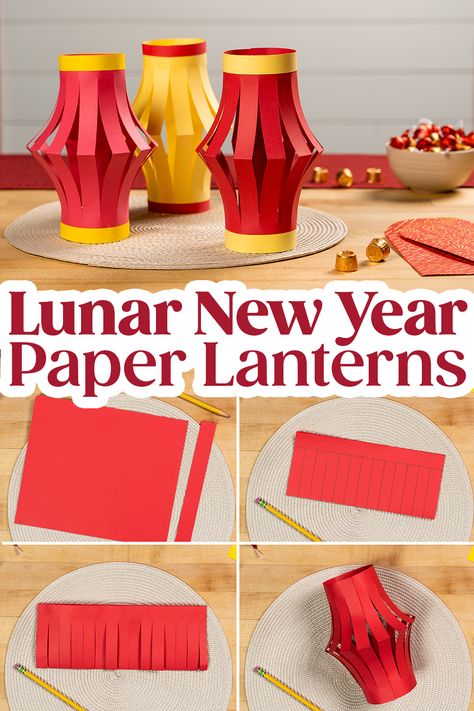 lunar new year paper lanterns Asian Lanterns Diy, Lunar New Year Lantern Craft, Paper Lantern Craft, Chinese Lanterns Diy, Diy Paper Lanterns, Lantern Pattern, Pagoda Lanterns, Paper Lanterns Diy, Lantern Craft