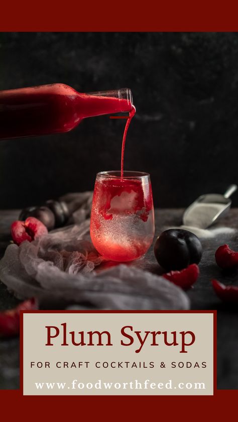 This quick and easy Plum Syrup recipe is perfect for using in craft cocktails, non-alcoholic drinks and even desserts! This recipe uses fresh plums, sugar and water (that’s it!) to create a deliciously flavored purple syrup! This recipe is a great way to transform plums into a sweet, versatile syrup. Try this recipe in our Plum Rum Old-Fashioned, to flavor soda or simply poured over vanilla ice cream! Plum Simple Syrup, Plum Cocktail Recipes, Plum Syrup Recipe, Plum Cocktails, Purple Syrup, Plums Recipes, Canning Plums, Plum Drink, Plum Syrup