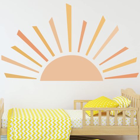 Boho Headboard, Half Sun, Sun Sticker, Playroom Classroom, Kids Sun, Nursery Watercolor, Classroom Wall Decor, Scandinavian Nursery, Space Nursery