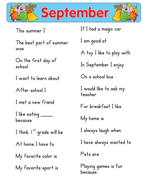 Journal Writing Prompts for September through December.  This is going to be perfect for my first grade group! Preschool Journaling, Breakfast Ideas For Picky Eaters, First Grade Writing Prompts, September Journal, Journal Topics, 2nd Grade Writing, Journal Questions, Homeschool Writing, 1st Grade Writing