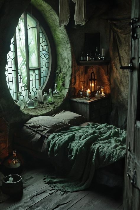 25 Witch Bedroom Ideas For A Magical And Enchanting Space Forest Witch Bedroom, Druid Bedroom, Witch Bedroom Ideas, Witchy Decor Witch Cottage, Witch Bedroom Aesthetic, Elven Bedroom, Witch Aesthetic Bedroom, Bone Tree, Witch Bedroom