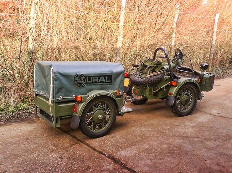 Ural and Trailer Ural Bike, Ural Motorcycle, Military Motorcycle, Motorcycle Trailer, Motorcycle Sidecar, Motorcycle Camping, Rat Bike, Moto Bike, Army Vehicles