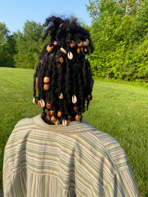 The last retwist before I took them out (I started over) Short Locs Retwist Styles, Locs With Beads, Relaxed Hair Journey, Locs Journey, Dreads Styles For Women, Natural Hair Routine, Loc Hairstyles, Short Locs Hairstyles, Feed In Braids Hairstyles