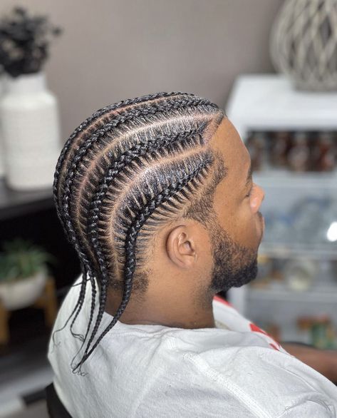 Mens Stitch Braids Short Hair, 6 Stitch Braids Men, Stitch Cornrows Men, Men Straight Back Braids, Male Cornrow Styles For Men, Men Braids Hairstyles Full Head, Afro Hair Fade, Cornrows Men, Boy Braid Styles