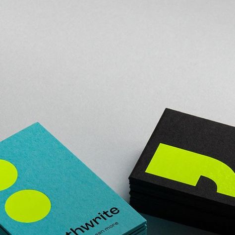 Jot Press on Instagram: "Absolutely loved this design and concept by @katemonumentdesign for @forthwriteuk 

To make those punctuation marks pop, we printed a layer of white foil and then layered it with fluorescent yellow foil. It can be tricky to get the registration right 🤏 but we think it’s worth it for that opaque, vibrant finish.

Printed onto Colorplan Turquoise, Mist and Ebony 700gsm

#jotpress #businesscards #businesscarddesign #hotfoil #foilblocking #fluorescent #neon #foilstamping #foilco #colorplan #gfsmith #branding" White Foil, Fluorescent Yellow, Punctuation Marks, Yellow Print, Foil Stamping, Punctuation, Neon Yellow, Worth It, Business Card Design