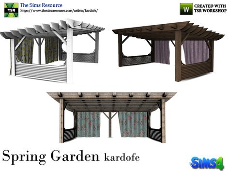 Pergola With Curtains, Witchy House, Pergola Curtains, Sims 4 Clutter, Wooden Pergola, Sims 4 Houses, Sims 4 Custom Content, The Sims Resource, Sims 4 Mods