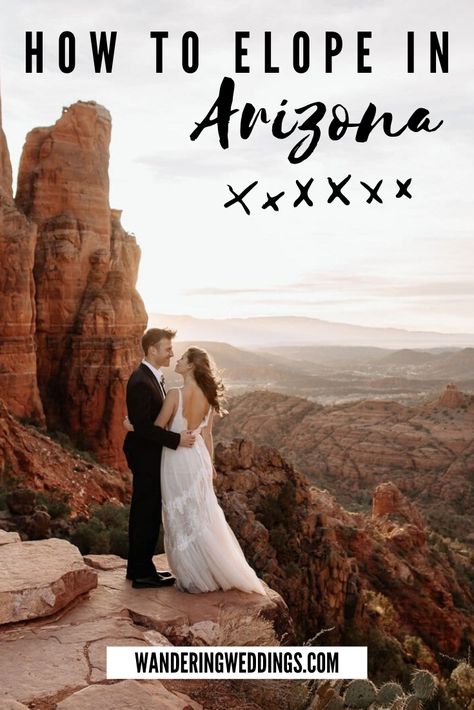 Plan an elopement in Arizona with this ultimate guide. Learn about the best places to elope and when you should elope. Photo by Amy Bluestar Photography Wedding License, Best Places To Elope, Elopement Announcement, Wedding Renewal Vows, Places To Elope, How To Elope, Elopement Packages, Wedding Vows Renewal, Destination Wedding Dress