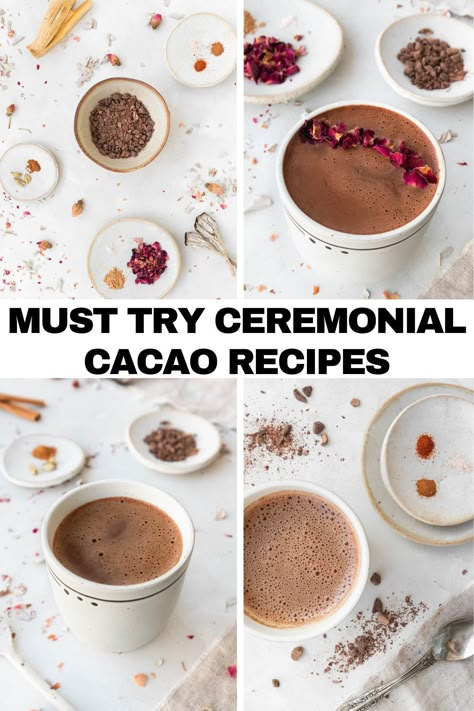 From a classic ceremonial cacao to a spicy twist or a fragrant rose-infused option, this post offers a recipe for every preference. Ceremonial Cocoa Recipe, How To Make Cacao Drink, Hot Cacao Drink Recipes, Cacao Ceremony Recipe, Cacao Drink Recipes, Ceremonial Cacao Recipe, Cacao Hot Chocolate, Cacao Drink, Appreciation Station