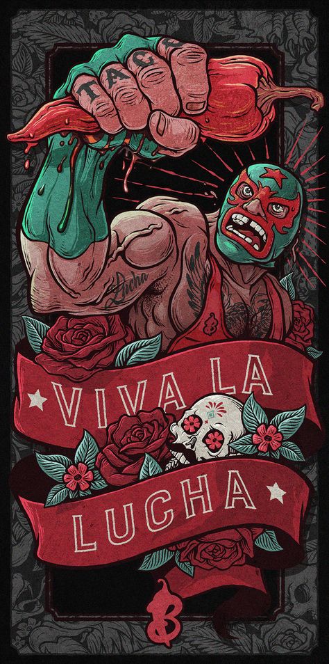 Wrestling Illustration, Neon Cactus, Mexican Wrestler, Mexican Wall Art, Alternative Comics, Anime Inspiration, Latino Art, Wrestling Posters, Mexican Culture Art