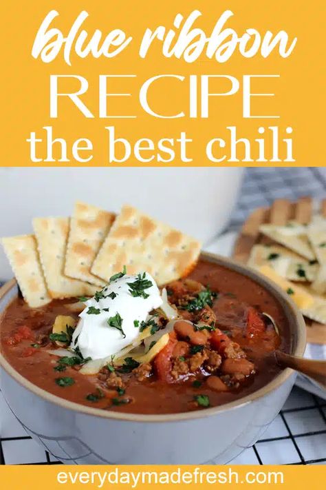 Chili With Cinnamon Recipe, Chili With Chocolate And Cinnamon, Blue Ribbon Chili, Best Chili Recipe Ever, Kevin’s Famous Chili, Tim Horton’s Chili Recipe, How To Make Chili, Can Of Beans, Best Chili Recipe