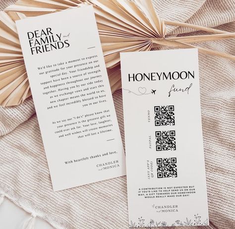 Honeymoon Fund Qr Codes Thank You Napkin Note Honeyfund Card Download Wedding Mountain Wildflower Canva Template Qr Code Venmo Cash WE1 - Etsy Honeymoon Fund Ideas, Honeymoon Fund Wording, Wedding Mountain, Honeymoon Fund, Wedding Planning Timeline, Wedding 2025, Future Wedding Plans, Cute Wedding Ideas, Planning A Wedding