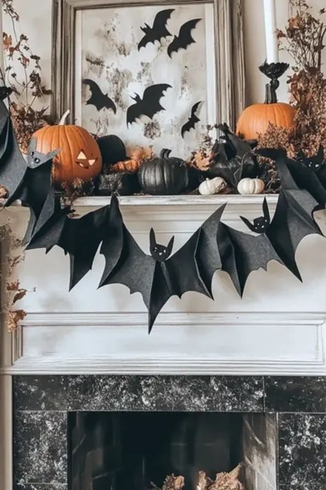 Create a spooky atmosphere this fall with our DIY Halloween Bat Garland project! This fun and easy-to-follow guide helps you craft adorable paper bats for Halloween decoration. Perfect for indoor and outdoor use, these festive garlands add charm and playfulness to your Halloween party or kids' costume events. Gather your craft supplies and surprise guests with these delightful bats that flutter in the wind. Enjoy DIY creations that bring vibrant motifs to your Halloween celebration, making it more memorable with personalized touches. Halloween Garland Diy, Bats For Halloween, Halloween Bats Diy, Bat Garland, Paper Bats, Bat Template, Paper Bat, Old Greeting Cards, Garland Ideas