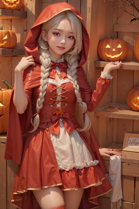 Little Red Riding Hood Hairstyles, Little Red Riding Hood Hair, Red Riding Hood Makeup, 2023 Costumes, Little Red Riding Hood Halloween, Bjd Outfits, Little Red Riding Hood Costume, Riding Hood Costume