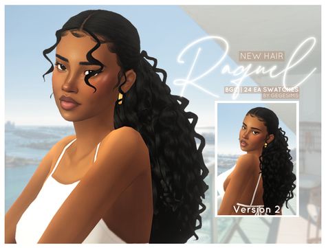 Raquel Hair Hey lovelies, here is a new hairstyle, a cute curly low ponytail inspired by the one of many amazing hairstyles I've... Sims 4traits, Sims 4 Maxis Match Natural Hair, Gege Sims Hair, Gegesims Hair, Sims 4 Sza Hair, Sims 4 Cc Hair Bubble Braids, Sims 4 4c Hair Cc, Simstefani Cc Free, Sims 4 Brazilian Cc