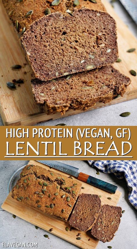 Pinto Bean Cake 1955, Lentil Bread Recipe, High Protein Bread, Protein Bread Recipe, Lentil Bread, Lentils Protein, Gluten Free Vegan Bread, Bread Without Yeast, Fiber Bread