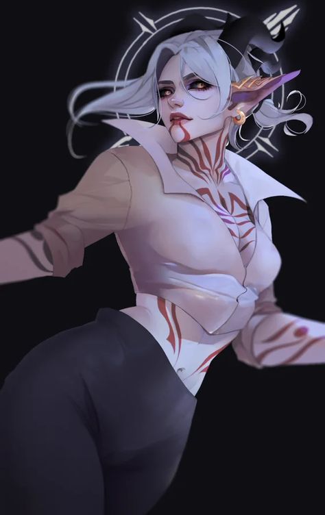 Tiefling Female, Evelynn League Of Legends, Roleplay Characters, Female Character Concept, Hello Monday, Dungeons And Dragons Characters, Dnd Art, Modern Fantasy, Commissions Open