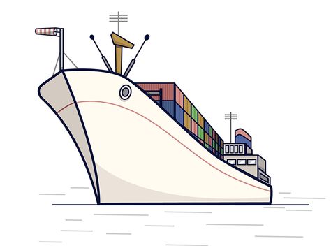 shipping container line illustration Ship Port, Shipping Logo, Cargo Ship Drawing, Shipping Container Graphics, Container Ship, Cargo Ship, Container Ship Illustration, Cargo Ship Logo, Cargo Ship Illustration