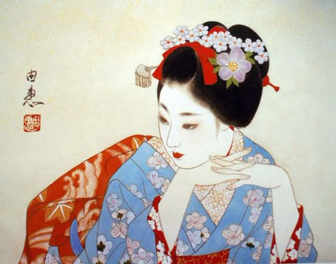 Shimura Tatsumi, Japanese Geisha Drawing, Japanese Geisha Art, Geisha Painting, Traditional Geisha, Geisha Drawing, Geisha Artwork, Japan Geisha, Japanese Art Modern