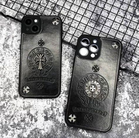 Chrome Hearts Iphone Case, Chrome Hearts Phone Case, Chrome Hearts Jewelry, Trendy Phone Cases, Easy Trendy Outfits, Iphone Accessories, Leather Pattern, Leather Phone Case, Chrome Hearts