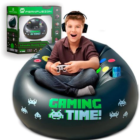 PRICES MAY VARY. Decorative & Fun - This blow up chair is the perfect inflatable furniture for gamer room decor. The gaming time bean bag style creates an outer galaxy experience. Are you ready for the ride? Comfortable & Versatile - This inflatable chair with cup holder is great to keep your favorite drinks and snacks near-hand. This kids gaming chair holds up to 220 lbs and will stay inflated for days. Practical Side Pocket - The only inflatable gamer chair for kids and teens with a spacious s Boys Game Room, Gaming Bedroom, Teenager Bedroom Boy, Gamer Chair, Inflatable Furniture, Gaming Room Decor, Inflatable Chair, Gamer Room Decor, Bean Bag Chair Kids