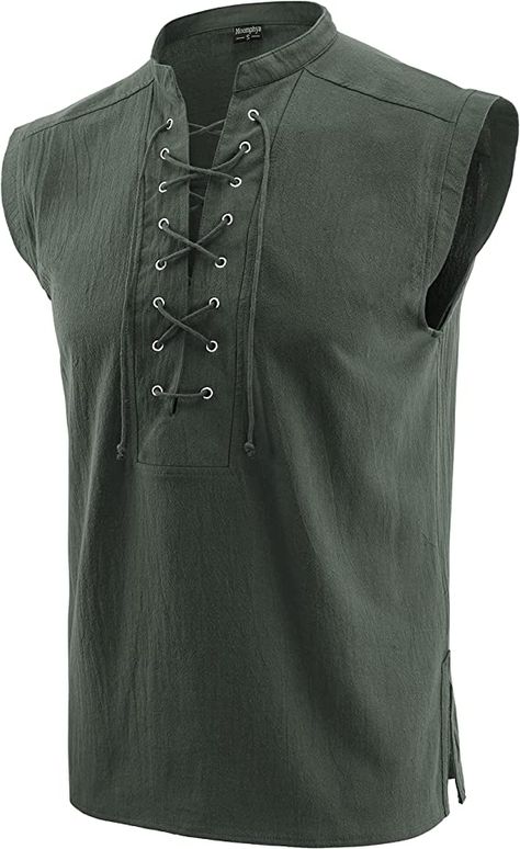 Amazon.com: Moomphya Mens Pirate Renaissance Viking Steampunk Medieval Gothic Celtic sleeveless Shirt barbarian Top Tee : Clothing, Shoes & Jewelry Victorian Costume Halloween, Steampunk Medieval, Victorian Halloween, Top Cosplay, Viking Shirt, Medieval Gothic, Pirate Shirts, Victorian Steampunk, Linen Tank