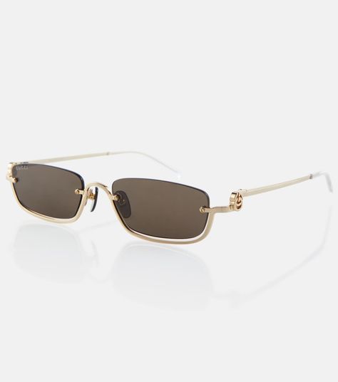 Luxury Gold Trendy Sunglasses, Designer Gucci Luxury Sunglasses, Luxury Gold Sunglasses, 2024 Sunglasses, Designer Gucci Rectangular Sunglasses, Designer Gold Rectangular Sunglasses, Nice Sunglasses, Gucci Sunglasses Women, Expensive Sunglasses