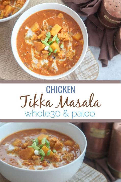 Chicken Tikka Masala Tikka Masala Healthy, Indian Tikka Masala, Chicken Tomato Sauce, Chicken Tomato, Indian Masala, Chicken Tikka Masala Recipes, Easy Whole 30 Recipes, Tomato Curry, Easy Holiday Recipes