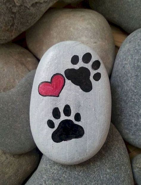 Paw Painting, Diy Paint Projects, Painted Rock Animals, Art Pierre, Stone Art Painting, Painted Rocks Kids, Painted Rocks Craft, Painted Rocks Diy, Rock Painting Ideas Easy