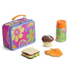 Julie School Lunchbox -  picture only American Girl Doll Julie, American Girl Julie, American Girl Doll Sets, American Girl Doll Food, Accessoires Barbie, American Girl Accessories, American Girl Doll Accessories, School Lunch Box, Our Generation Dolls