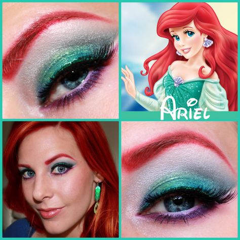 ~Ariel - Disney Princess Series~ - Paisley Peacock Makeup Little Mermaid Makeup, Peacock Makeup, Disney Eye Makeup, Ariel Makeup, Disney Character Makeup, Mermaid Makeup Halloween, Disney Princess Makeup, Disney Eyes, Paisley Peacock