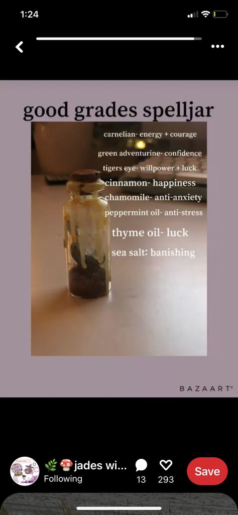 Good Grades Spell Jar, Grades Spell, Living On My Own, Thyme Oil, Spell Jar, Witchy Stuff, On My Own, Good Grades, Not Mine