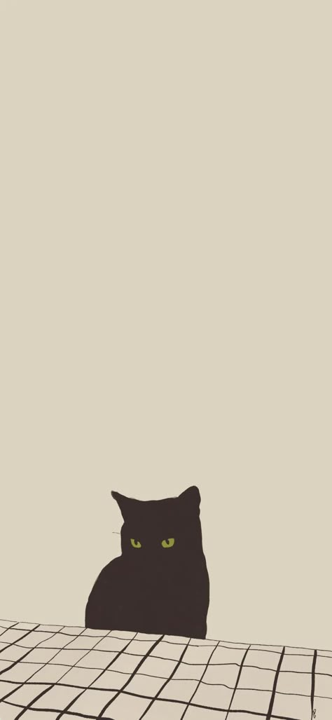 Minimalist Dark Wallpaper Desktop, Illustrated Phone Wallpaper, Black Cat Phone Wallpaper, Black Cat Wallpaper Aesthetic, Cat Doodle Wallpaper, Funky Backgrounds, Black Cat Wallpaper, Header Background, Simple Cat Drawing