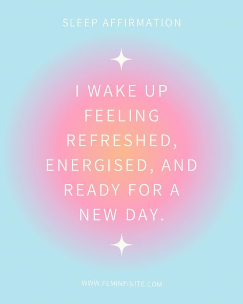 Start your day feeling amazing with this powerful affirmation: "I wake up feeling refreshed, energised, and ready for a new day!" Repeat it every night and watch your mornings transform.✨ New Day Affirmations, Positive Night Quotes, Waking Up, Sleep Affirmations, Me Affirmations, Wake Up Happy, Positive Intentions, Clarity Of Mind, Morning Start