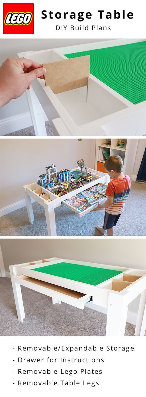 Build this amazing storage Lego table using materials you can get at your local hardware store. Learn how to build this DIY Lego table by visiting my Website or YouTube channel. #woodworking #Legotable #DIY #Projects Table Lego Diy, Diy Lego Table, Diy Storage Table, Build Table, Table Lego, Lego Table With Storage, Lego Table Diy, Lego Play, Diy Lego