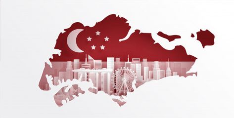 Singapore map with flag and world famous... | Premium Vector #Freepik #vector #background #banner #winter #snow Singapore Map Art, Singapore Map Illustration, Singapore Flag Aesthetic, Singapore Background, Singapore Culture, Singapore Map, Singapore Flag, Illusion Photography, Military Tattoo