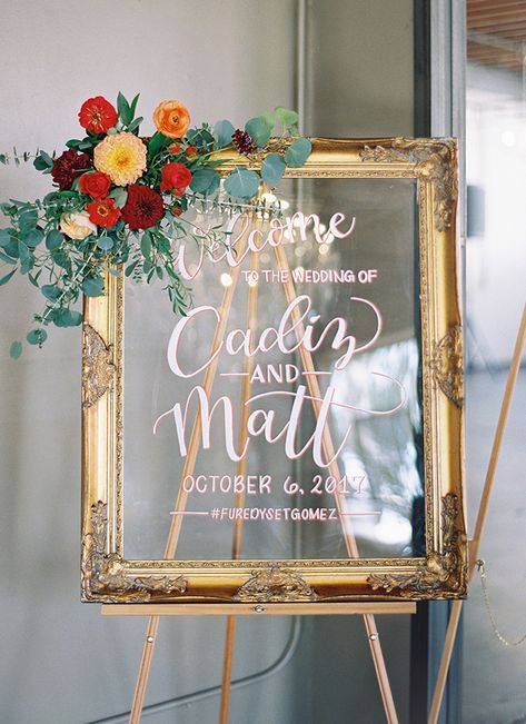 Acrylic Welcome Sign Gold Frame Urban Fall Wedding Mirror Wedding Signs, Sage Flowers, Bouquet Pastel, Wedding Entrance Sign, Wedding Welcome Board, Wedding Mirror, Fall Palette, Cricut Wedding, Wedding Signs Diy